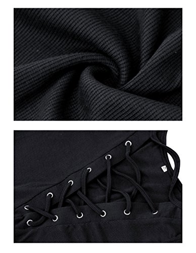 Defal Women's Goddess Lace-Up V-Neck Blouse