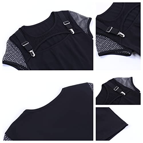 Gothic Mesh Crop Top - Y2K Style Shirt