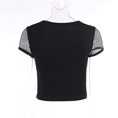 Gothic Mesh Crop Top - Y2K Style Shirt