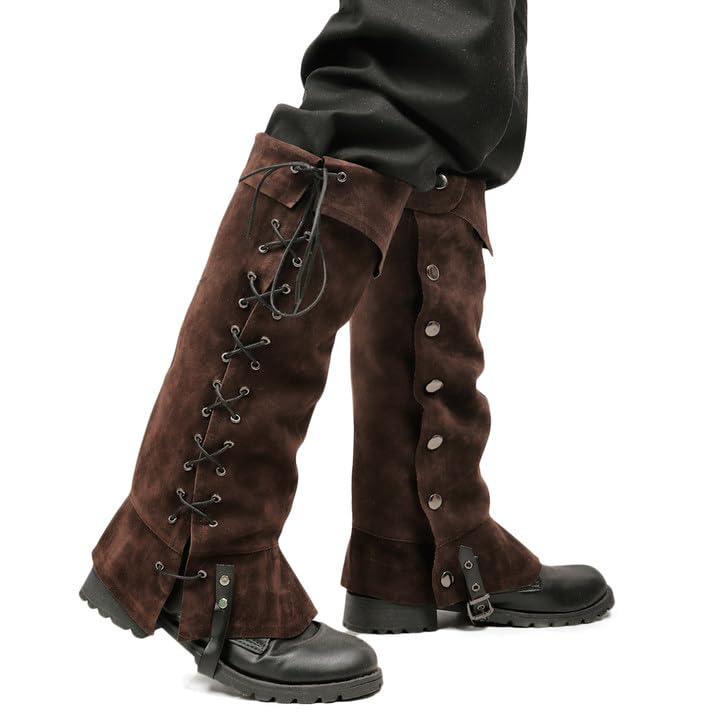 Medieval Pirate Boot Covers Steampunk Leg Costume - Tan
