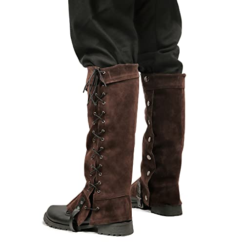 Medieval Pirate Boot Covers Steampunk Leg Costume - Tan