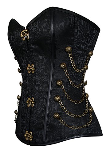 Charmian Steampunk Gothic Steel Boned Corset with Chains