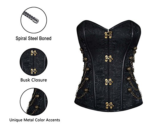 Charmian Steampunk Gothic Steel Boned Corset with Chains