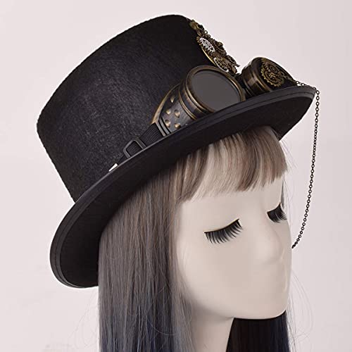 COSDREAMER Gothic Steampunk Top Hat with Goggles