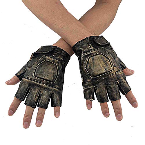 Vintage Leather Steampunk Fingerless Gloves for Men