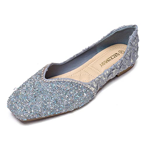 Blue Rhinestone Women's Ballet Flats Size 7.5