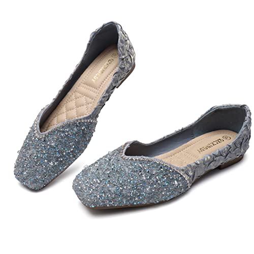 Blue Rhinestone Women's Ballet Flats Size 7.5
