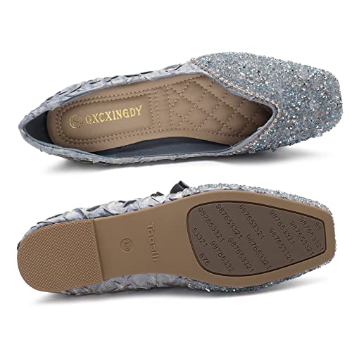 Blue Rhinestone Women's Ballet Flats Size 7.5