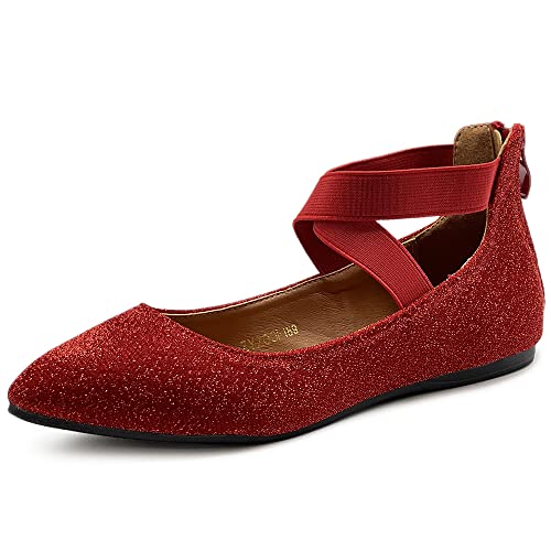 Glitter Goddess Ballet Flats - Red (Size 7.5)