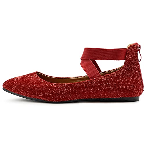 Glitter Goddess Ballet Flats - Red (Size 7.5)