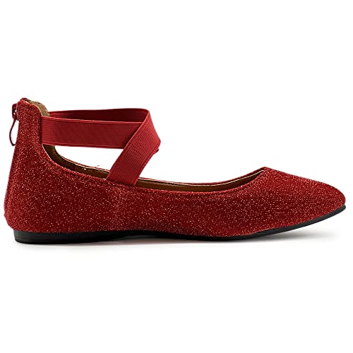 Glitter Goddess Ballet Flats - Red (Size 7.5)