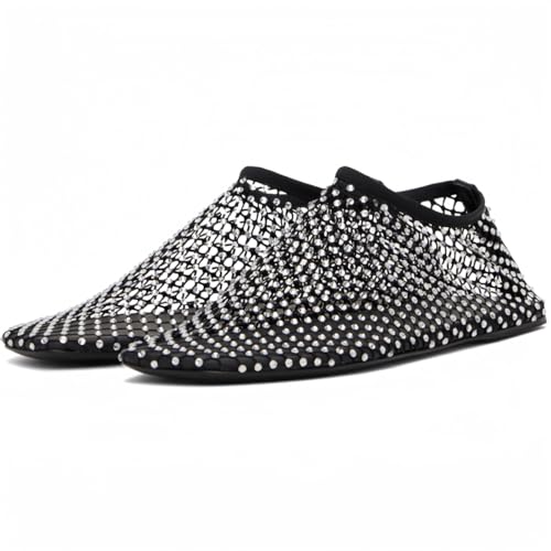 Sparkly Mesh Ballet Flats with Rhinestone Short Boots