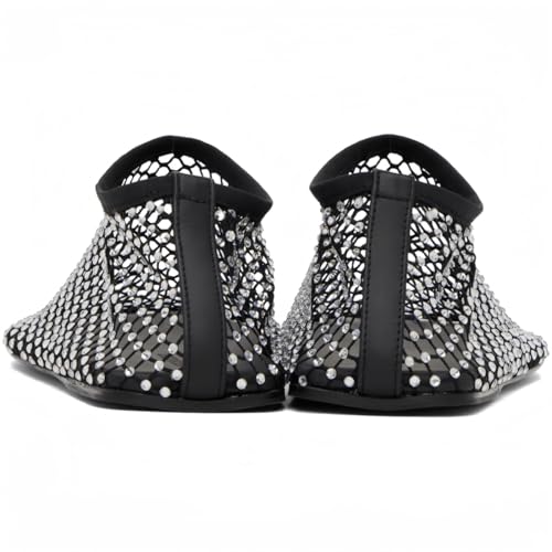 Sparkly Mesh Ballet Flats with Rhinestone Short Boots