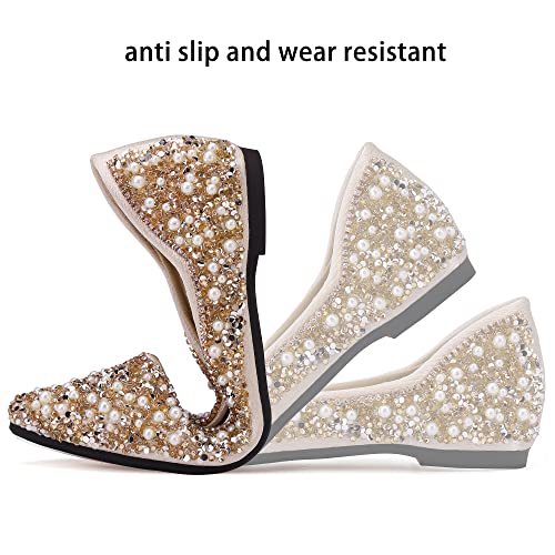 Rhinestone Pearl Pointed Toe Ballet Flats