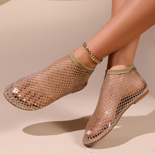 Shiny Gem Mesh Ballet Flats for Women