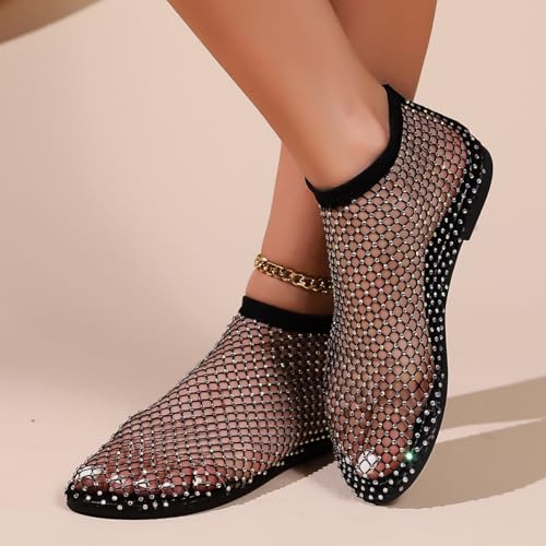 Shiny Gem Mesh Ballet Flats for Women