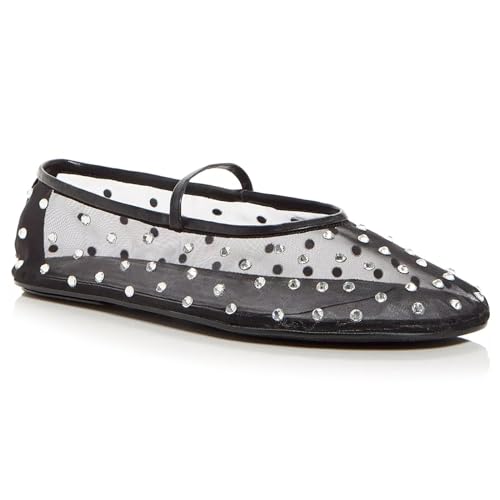 VOLEECE Rhinestone Ballet Flats: Crystal-Embellished Stretch Mary Janes