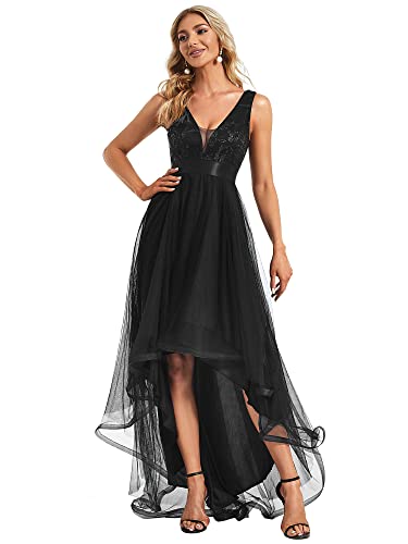 Goddess Style Crew Neck Black Chiffon Dress