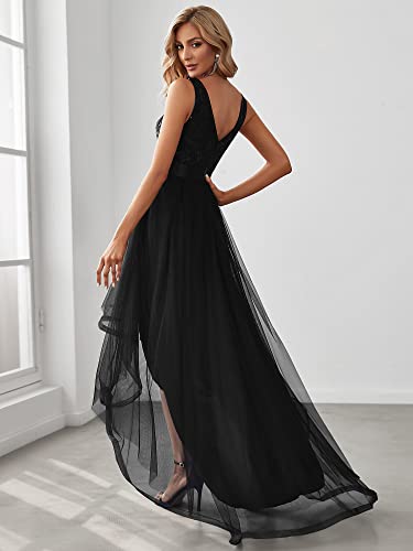 Goddess Style Crew Neck Black Chiffon Dress