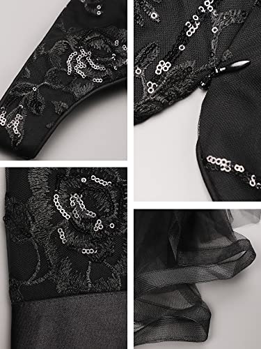 Goddess Style Crew Neck Black Chiffon Dress