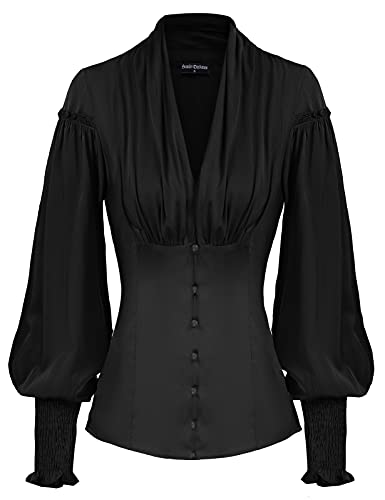 Victorian Style Black Ruffle Top