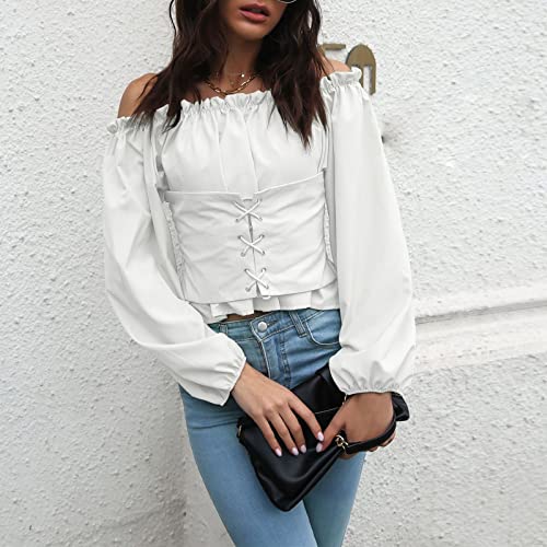 Renaissance Steampunk Victorian Off Shoulder Puff Sleeve Blouse