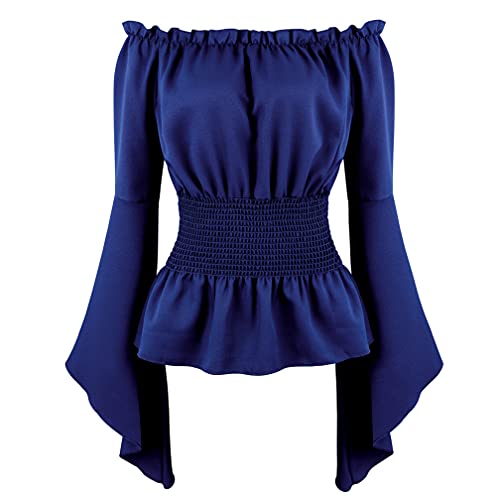 Blue Pirate Renaissance Steampunk Blouse Women’s Shirt 2XL