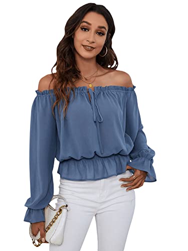 Elegant Women's Off Shoulder Tie-Front Chiffon Blouse