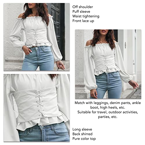 Renaissance Steampunk Victorian Off Shoulder Puff Sleeve Blouse