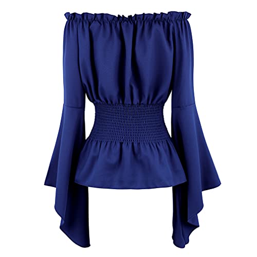 Blue Pirate Renaissance Steampunk Blouse Women’s Shirt 2XL