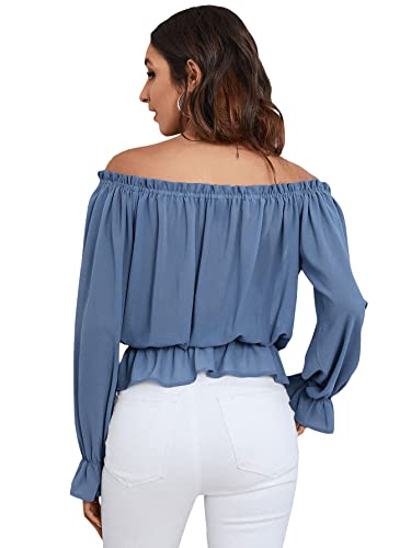 Elegant Women's Off Shoulder Tie-Front Chiffon Blouse