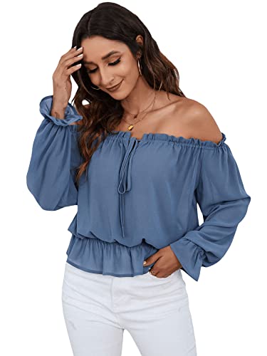 Elegant Women's Off Shoulder Tie-Front Chiffon Blouse