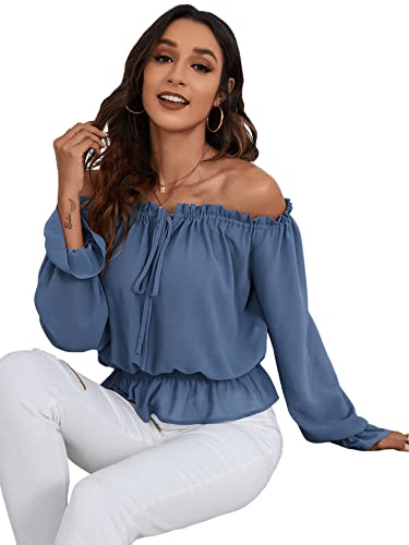 Elegant Women's Off Shoulder Tie-Front Chiffon Blouse