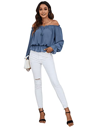 Elegant Women's Off Shoulder Tie-Front Chiffon Blouse