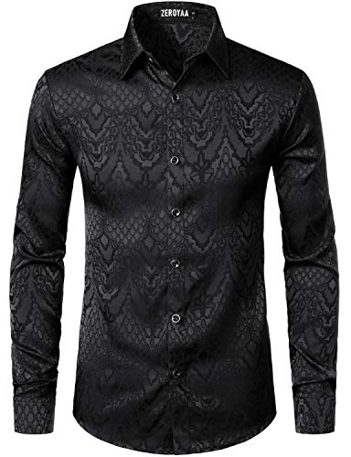 Men's Jacquard Button-Up Dress Shirt 