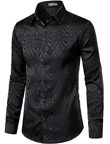 Men's Jacquard Button-Up Dress Shirt 