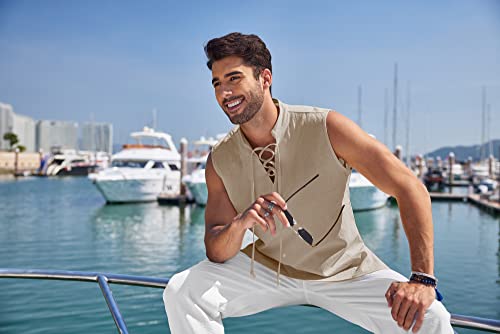 Men's Medieval-Bohemian Top, Khaki