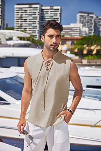 Men's Medieval-Bohemian Top, Khaki