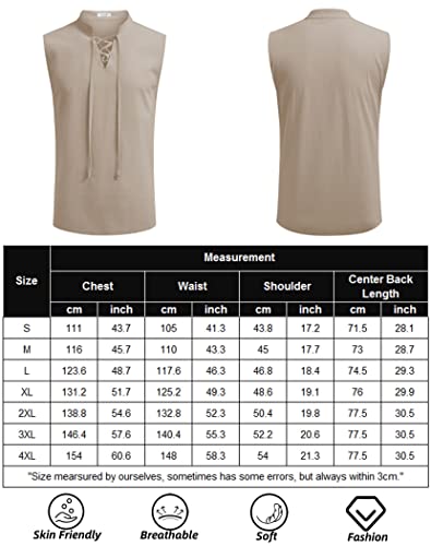 Men's Medieval-Bohemian Top, Khaki