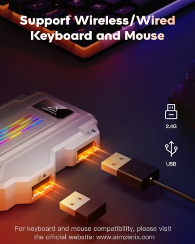 AIMZENIX Keyboard Mouse Adapter for Multi-Platform Gaming - White