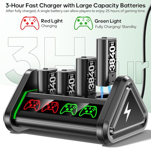 Xbox Controller Battery Pack with Charger Station- Fantasy Gaming