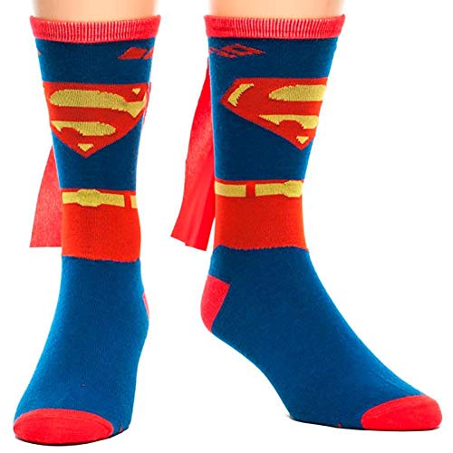 Superman Costume Crew Socks with Cape for Men