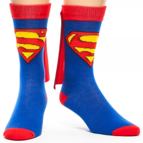 Superman Costume Crew Socks with Cape for Men