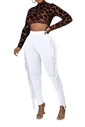 Rimhold Women's Fringe High Waist Yoga Pants