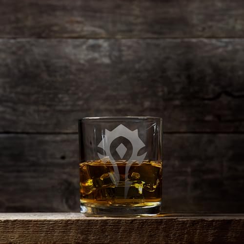 Warcraft Horde Emblem Whiskey Rocks Glass | Gift Idea
