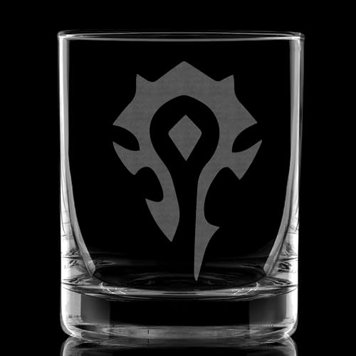 Warcraft Horde Emblem Whiskey Rocks Glass | Gift Idea