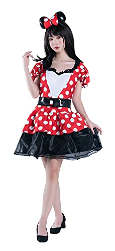 Disney Mickey Mouse Glam Minnie Costume, Small-sized, Red/White/Black