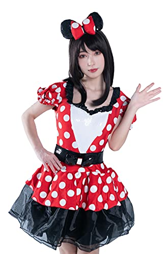 Disney Mickey Mouse Glam Minnie Costume, Small-sized, Red/White/Black