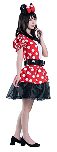 Disney Mickey Mouse Glam Minnie Costume, Small-sized, Red/White/Black