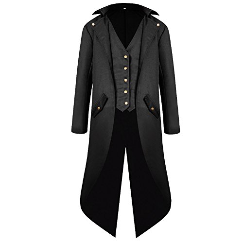Men's Victorian Gothic Steampunk Frock Coat Costume Black